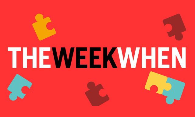 A red background with the words “The Week When” and colored puzzle pieces