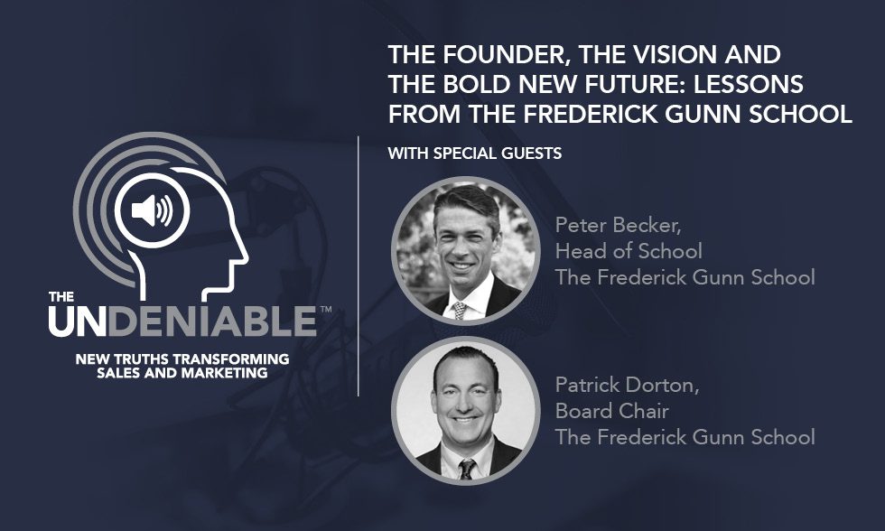 1. “The Undeniable” podcast logo alongside photographs of Peter Becker and Patrick Dorton from The Frederick Gunn School